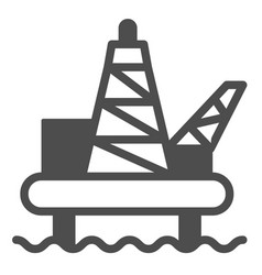 Oil Drilling Rig Offshore Solid Icon Industry