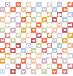 Plaid Pattern Cute Retro Flowers