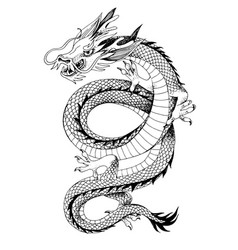 Traditional Monochrome Chinese Flying Dragon