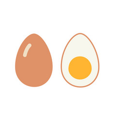 Eggs In Shell And Half Cartoon Style Isolated