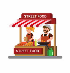 Asian Street Food Vendor Cartoon