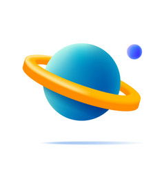 Icon Planet Saturn With Ring Around 3d Render