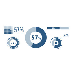 57 Percentage Infographic Set Fifty-seven Circle