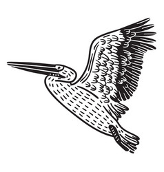 Simple Flying Hand Drawn Heron