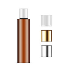 Amber Shampoo Bottle Mockup With Various Caps