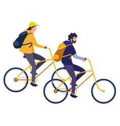 Two Men Riding Bike On White Background