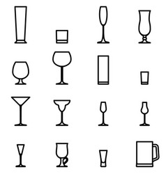 Bar Glass Icon Set Flat Editable Stroke