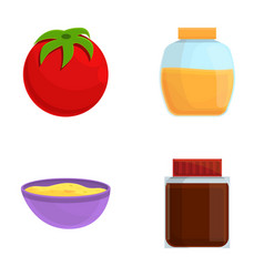 Breakfast Product Icons Set Cartoon Tasty