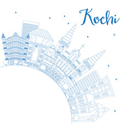 Outline Kochi India City Skyline With Blue