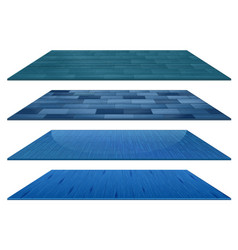 Set Of Different Blue Wooden Floor Tiles Isolated