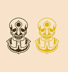 Vintage Design Of Anchor Stuck In The Skull