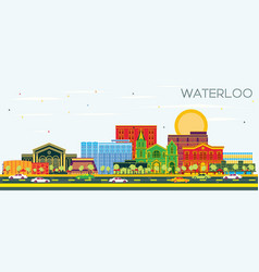 Waterloo Iowa Skyline With Color Buildings