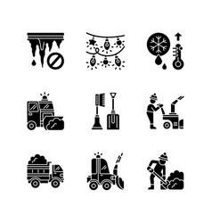 Winter City Services Black Glyph Icons Set