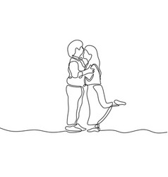 Continuous One Line Drawing Of Kids Kissing