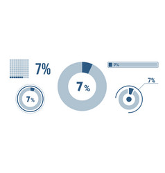 7 Percentage Infographic Set Seven Circle Diagram