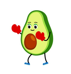 Cute Avocado Character Does Boxing Sports Cartoon