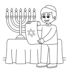 Hanukkah Jewish With Scroll Coloring Page For Kids