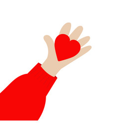 Human Hand Arm Holding Red Heart Shape Sign Close