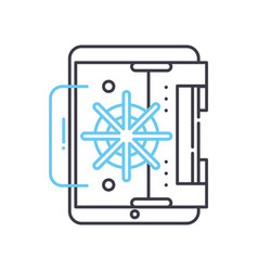 Network Secure Vault Line Icon Outline Symbol