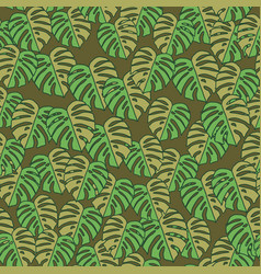 Outline Monstera Silhouettes Seamless Pattern