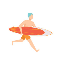 Male Lifeguard Running With Surfboard