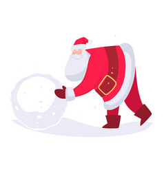 Santa Claus Sculpting Snowman From Snow Balls