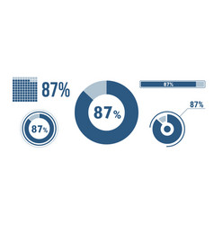 87 Percentage Infographic Set Eighty-seven Circle