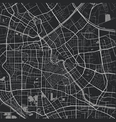 Map Of Tianjin City Urban Black And White Poster