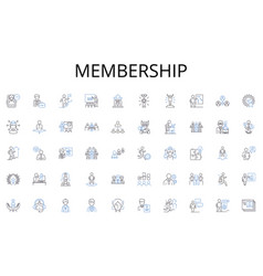 Membership Line Icons Collection Metrics Kpis