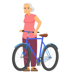 Old Woman With Bicycle Happy Retired Person