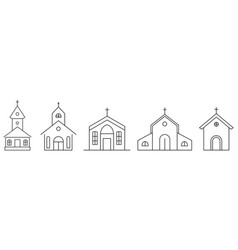 Set Of Church Building Line Icons