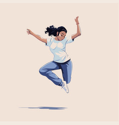 Young African American Woman Jumping In The Air