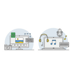 Online Education Line Symbols Set Photography