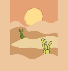 Cactus Poster Desert Landscape Sand Hills Wild