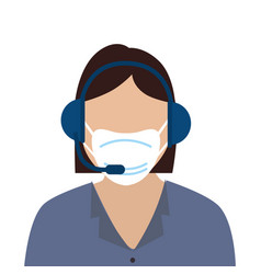 Woman Agent Call Center With Face Mask