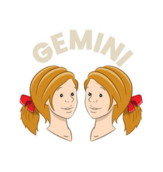 Colorful Cartoon Of Gemini Zodiac Sign