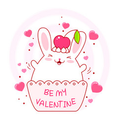 Valentines Day Card With Funny Fat Bunny