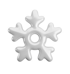 3d Silver Snowflake Icon On White