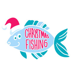 Christmas Fish In Santa Red Hat Winter Fishing