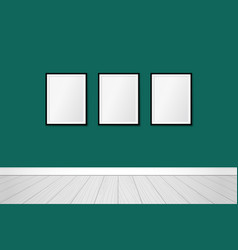 Three Modern Frames On An Emerald Green Wall