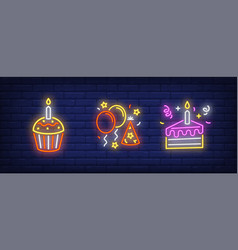 Birthday Party Neon Sign Set