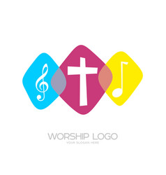 Cross musical note and worshiping jesus Royalty Free Vector