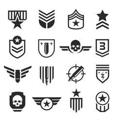 Military icons symbol set on gray Royalty Free Vector Image