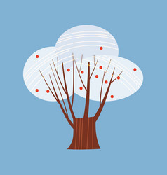 Winter tree decorate stylized snow naked Vector Image