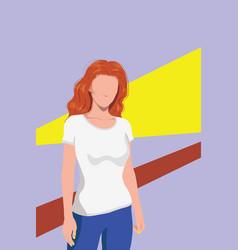 Girl In White T Shirt And Abstract Shapes