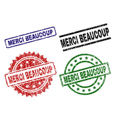 Grunge Textured Merci Beaucoup Stamp Seals