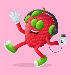 Lychee Character Listening To Music