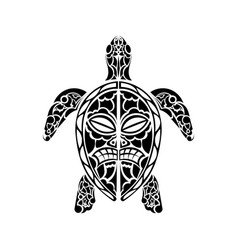 Polynesian Style Turtle Tattoo Maori Mask Pattern