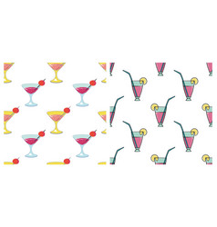 Set Of Patterns With Cocktail Drink Glass Elements