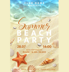 Summer Beach Party Flyer With Realistic Seashells